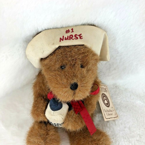 Boyd's Bears Plush Jointed Nurse Carin w/ "# 1 Nurse" Cap, 9", 1988-2003 - Picture 2 of 6