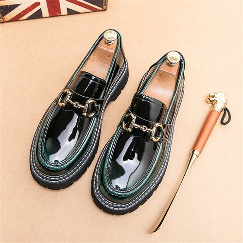 Men's Patent Leather Slip-On Platform Loafer Shoes - Picture 8 of 8