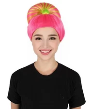 HPO Adult Women Dramatic Two Tone High Bun Wig, Flame-retardant Synthetic Fiber