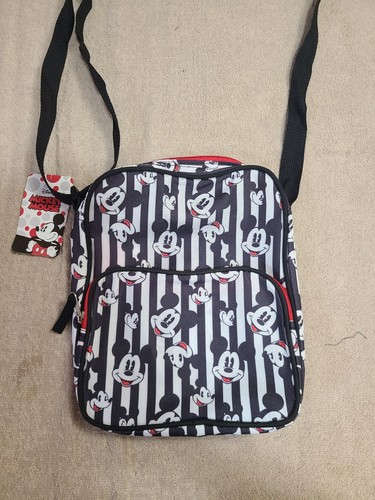 Disney Mickey Mouse Icon Face Crossbody Bag kids Black White Red - Picture 2 of 6