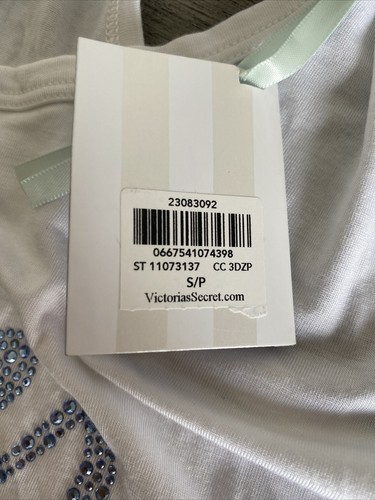 Victoria's Secret I do Better Half Rhinestones White Tank Top Women’s Size S/P - Picture 8 of 9