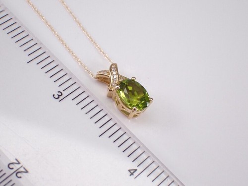 2Ct Oval Cut Lab Created Peridot Solitaire Pendant 14K Yellow Gold Plated Silver - Picture 9 of 9