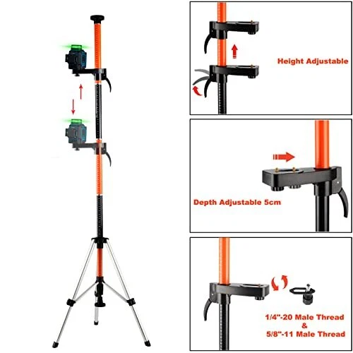 Laser Level Pole with Tripod,12Ft./3.7M Laser Level Tripod with Pole Laser Level Pole with Tripod,12Ft./3.7M Laser Level Tripod with Pole