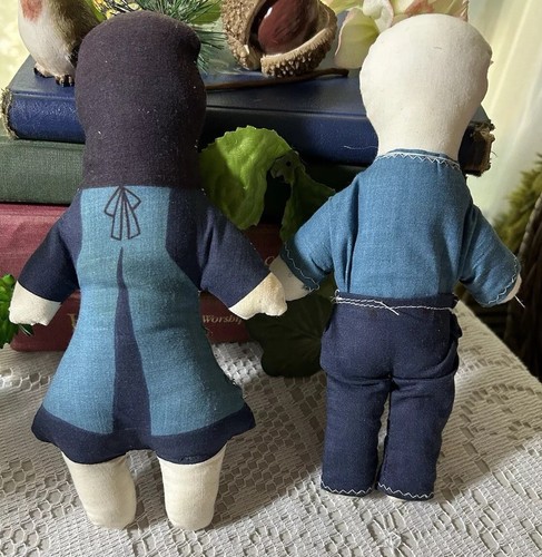 Traditional Soft Cloth Amish Dolls (2) Boy & Girl No Face - Plain Clothes - Picture 2 of 8