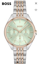 Hugo Boss Ladies Watch 2tone Gold/silver Mint Green Dial Stone Set Rp£269 NEW