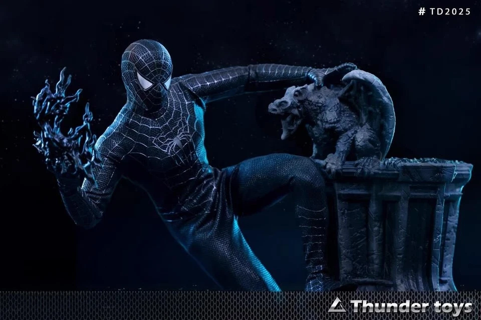 Figura de acción masculina Hot Toys variante 1/6 negra Spiderman 12" variante Foto 3 de 4