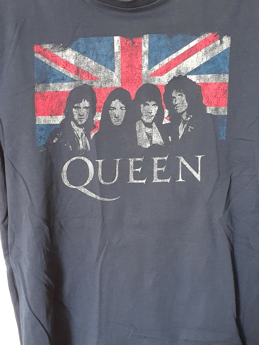 Queen Band Official T-Shirt - Union Jack Classic Logo Men's Navy Blue Tee - View #6