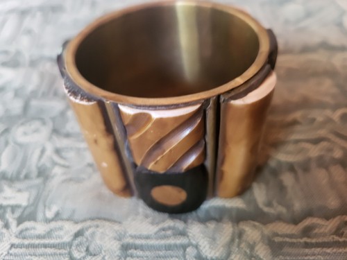 Vintage Bangle Bracelet Brass MCM Modern Lucite Geometric Shapes Read - Picture 5 of 11