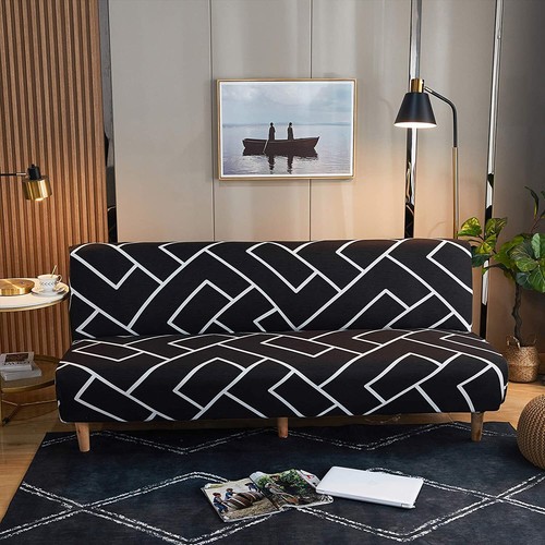 Stretch Armless Sofa Bed Futon Slipcover Elastic Folding Couch Cover Multicolor - Picture 39 of 330