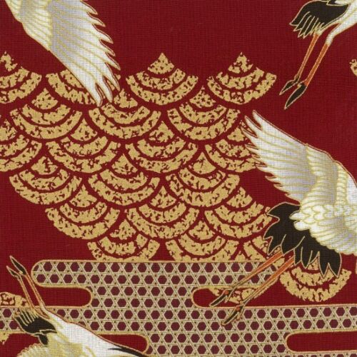 Japanese Cotton Fabric Dragon Tiger Cranes Gold Metallic Quilt Japan Material - Picture 9 of 23