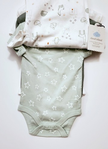 Cloud Island Baby Jungen Mädchen 4er Pack Bodys 0-3M grün weiß Tiere Sterne - Bild 5 von 5