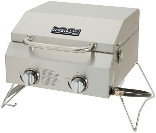 NexGrill 2-Burner Portable Propane Table Top BBQ in Stainless Steel
