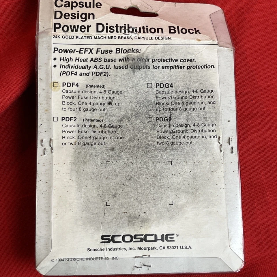SCOSCHE EFX 24k plated pdf4 4-8g FUSE DISTRIBUTION AMPLIFIER BLOCK CAR AUDIO NEW - Image 4 of 4