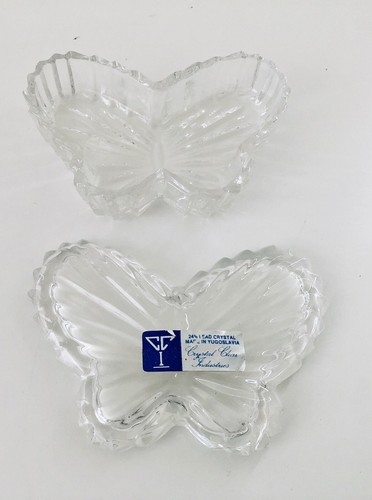 Crystal Clear Industries 24% Lead Crystal Cut Glass Candy Butterfly Dish - Picture 2 of 12