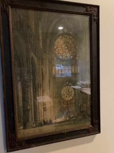 Vintage Rosenfenster Reims Dom Gotik 16 x 22 verzierter Kunstdruck gerahmt - Bild 2 von 19