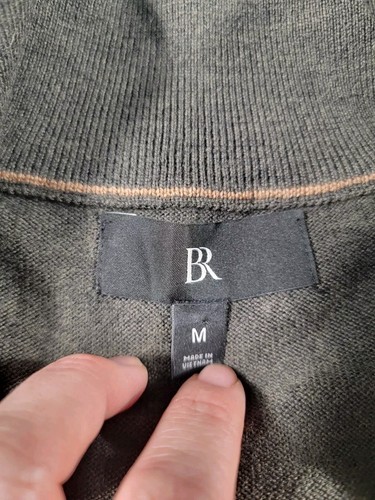 Banana Republic Sweater Medium Gray 1/4 Zip Merino Wool Pullover Casual Business - Picture 5 of 7