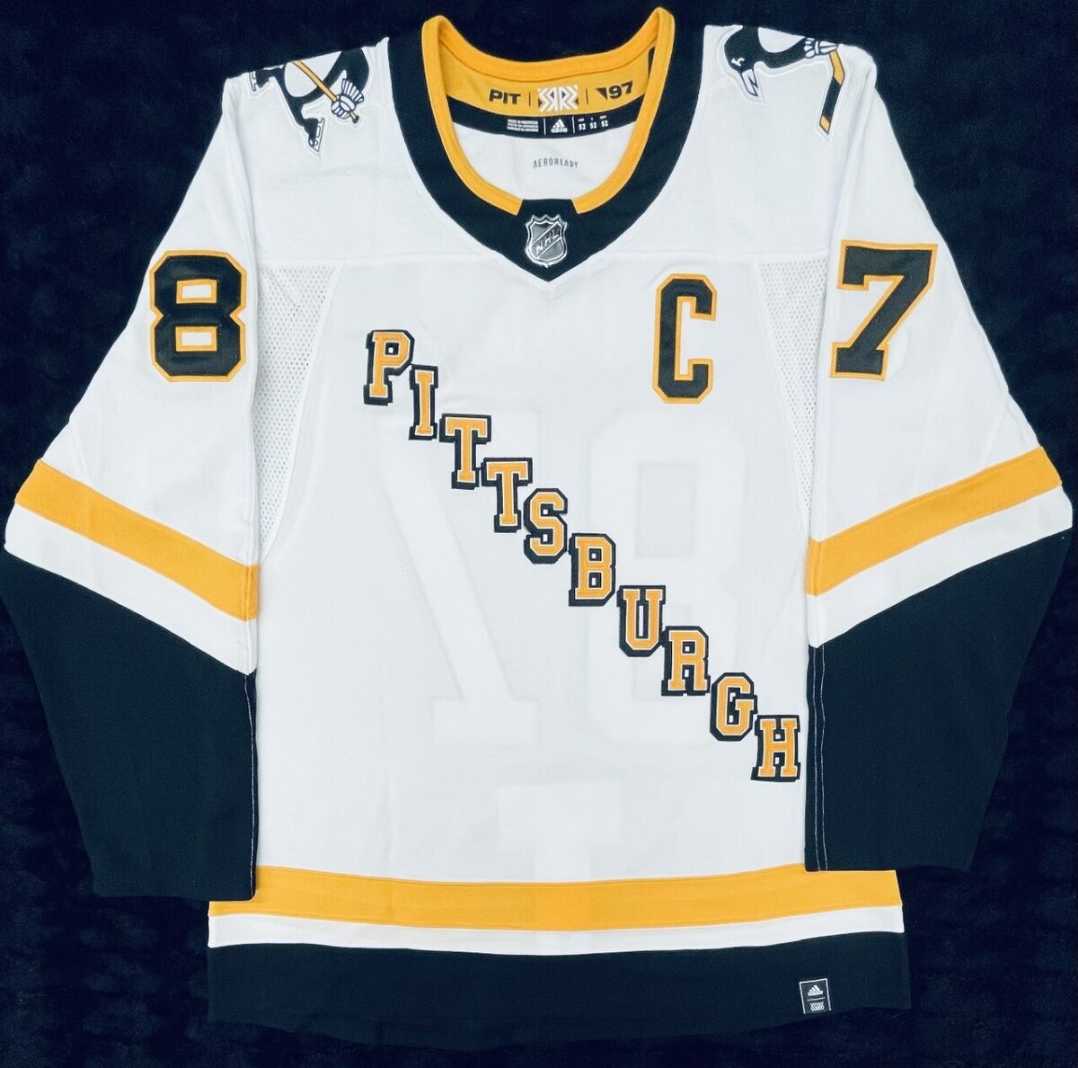 CROSBY PITTSBURGH PENGUINS AUTHENTIC ADIDAS REVERSE RETRO HOCKEY JERSEY