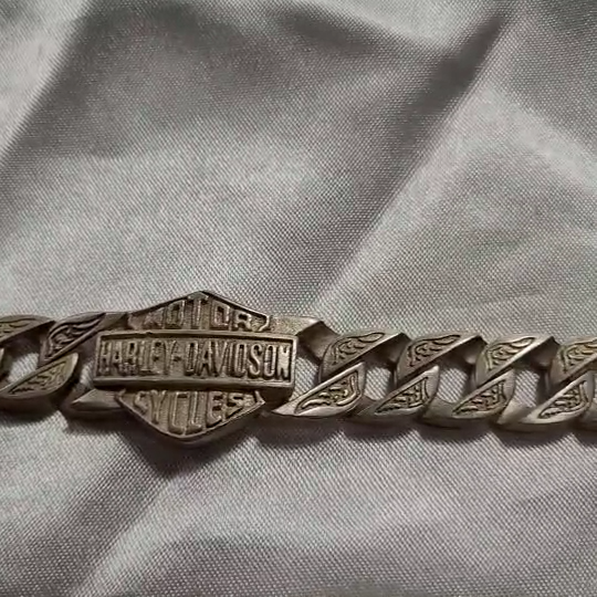 OLD VINTAGE HARLEY DAVIDSON SILVER PLATED BAR CHAIN BRACELET