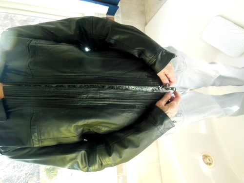 J.LINDEBERG Zip Up Moto Jacket Men's Size Large Black Tyrone Sleek Leather - Picture 2 of 11
