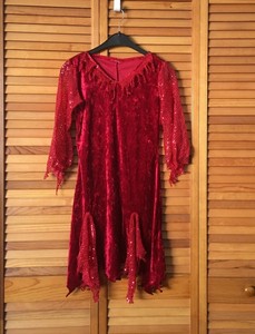 HALLOWEEN FANCY DRESS # RED DEVIL FLAME CATSUIT SM 8-10