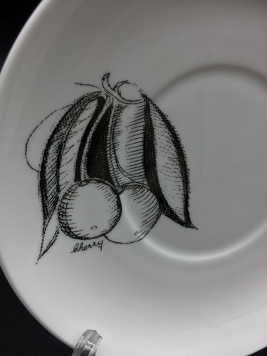 VTG SUSIE COOPER BONE CHINA ENGLAND CHERRY BLACK WHITE YELLOW DEMITASSE CUP SET - Picture 4 of 10