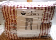 PIPER CLASSICS Farmhouse Ticking Stripe Red Panel Curtains Set  SHORT 63x36"