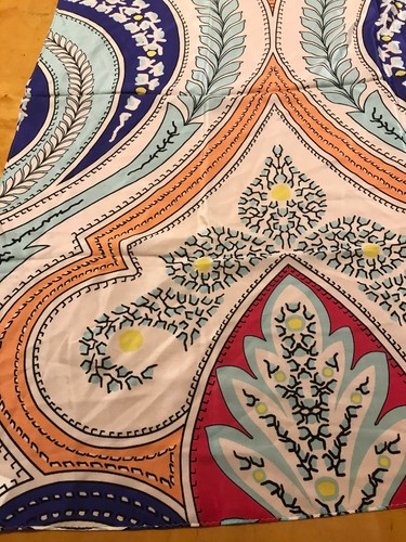 $85 Echo large square scarf paisley bright sherbet colors K218 - Picture 9 of 9