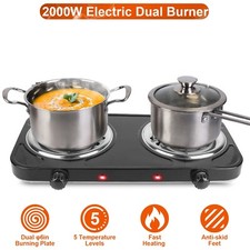 Electric Camping Double Burner Hot Plate Portable Heating Cooking Stove Dorm Use