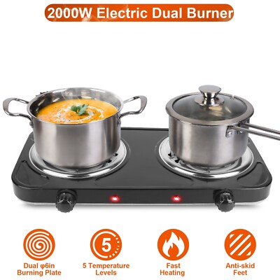 Electric Camping Double Burner Hot Plate Portable Heating Cooking
