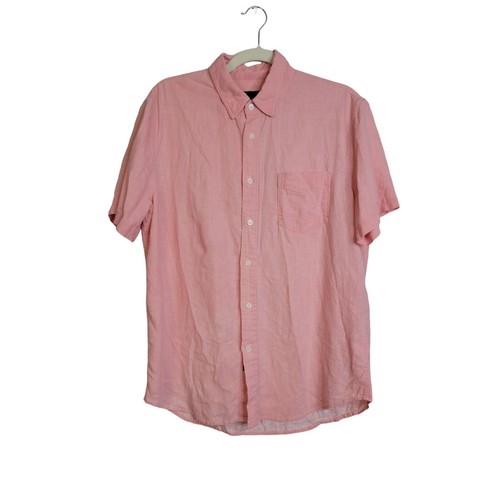 Rails Button Up Shirt Mens M Pink Linen Blend Short Sleeve Preppy Casual Beachy - Picture 1 of 10