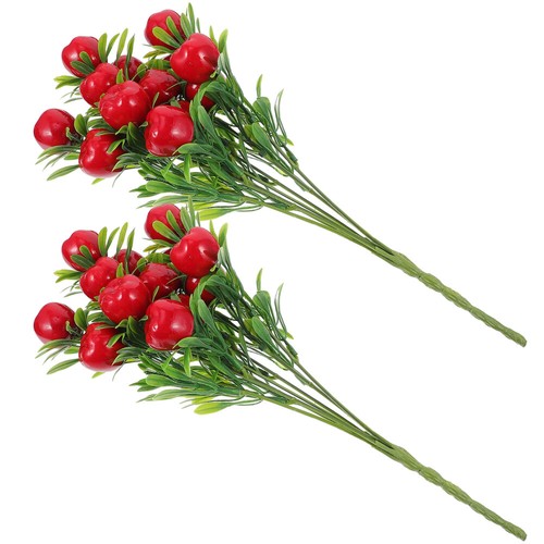 2pcs Artificial Apples Tree Stem DIY Fruits Branch Fake Fruit Branches Ornament - Bild 5 von 12