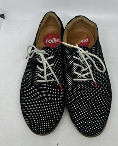 Rollie Shoes - Derby Black Polka Dot - Nubuck Suede- - Lace Up Shoes, Size 7/38 - Picture 2 of 9