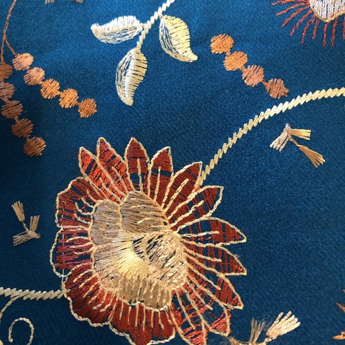 100% Pure Wool Kashmiri Hand Embroidered Shawl Wrap Scarf Stole Teal 41” X 79” - Picture 3 of 3