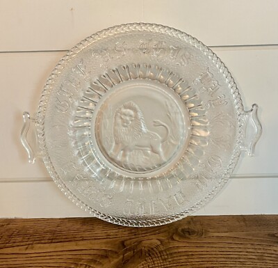 EAPG Gillander & Sons Handled Bread Tray 'Give Us This Day Our Daily Bread'