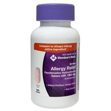 Member's Mark Allergy Relief Fexofenadine HCl Tablets USP, 180 mg. 150 Count