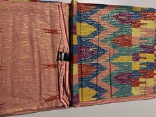 African Fabric Print 6 Yards Kente Gold Embellished 100 Cotton Sewing Material