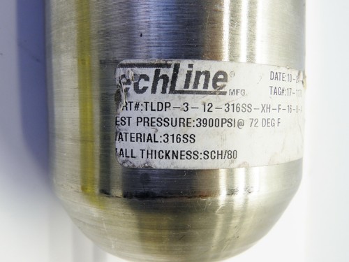 Techline Condensate Pot TDLP 3" x12" 316 SS Stainless, 1/2" NPTF Extra Heavy Wal - Picture 3 of 7
