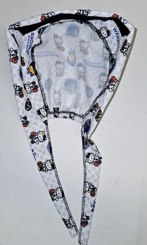 HELLO KITTY WARRIORS WHITE MEDICAL NURSE SCRUB CAP ( 2 SIZE SELECTION ) - Picture 5 of 6