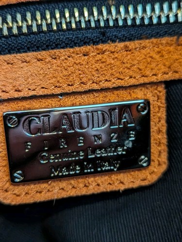 Claudia Firenze Genuine Leather Handbag Purse Croc Suede Shoulder Bag Orange - Picture 17 of 24