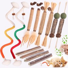 Cat Toys Cat Chew Toys Silvervine Sticks Catnip Rope Toys for Cats Teeth Clea...