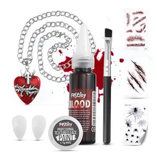 Vampire Accessories Set 2024 I Vampire Teeth, Fake Blood, Halloween Tattoos, ...