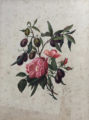 ROSEN MIT FRÜCHTEN - L. BETTE 1895 - STILLLEBEN - JUGENDSTIL GRÜNDERZEIT - Bild 1 von 11