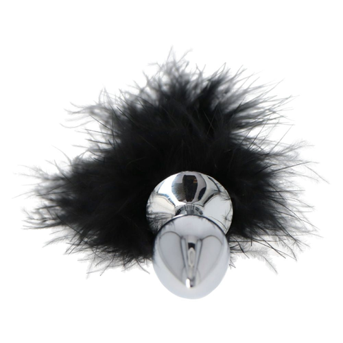 Plug Anale Dilatatore Mini con Coda Pelo Nero Dildo Piccolo Unisex Metallo 2,5cm - Foto 4 di 6
