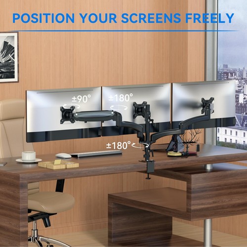 Montaje de monitor triple Rosewill para pantallas de 15 a 27 pulgadas (negro) - Imagen 7 de 9