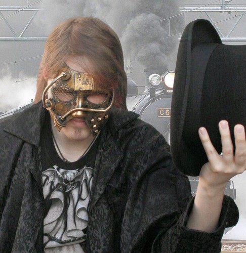 Gothic Steampunk Maske Golden Steam I Gears Cyber Robot Metalloptik - Bild 3 von 3