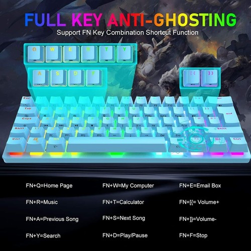 60% Wired Mechanical Gaming Keyboard RGB Backlit With 6400dpi Adjustable Mouse - Picture 6 of 16
