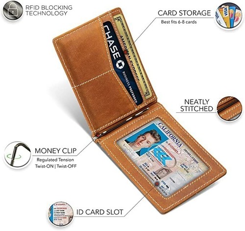 Men RFID Blocking Bifold Leather Wallet Slim Credit Card Holder MenS Money Clip - Picture 12 of 47