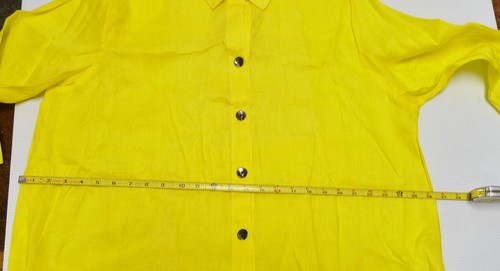 Caroline Rose 1X Top 100% Linen Long Sleeve Easy Shirt Citrus Blouse - 第 19/21 張圖片