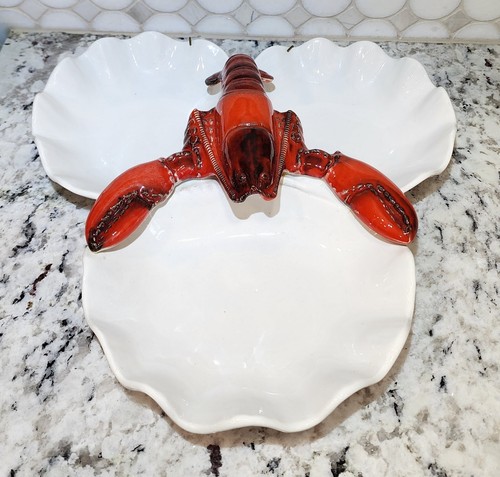 Vintage Metlox California Pottery Three Shell Lobster Server Bowl Mcm  - Picture 4 of 10
