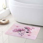 Pink Butterfly Floral Marble Texture Bath Mat for Bathroom Mat Bath Rug Doormat